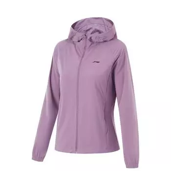 Li Ning Running Series с логотипом, капюшоном, вставкой на плече, спортивная ветровка с длинным рукавом, женская верхняя одежда, кристально-фиолетовый AFDU164-11 S