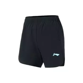 Li Ning Running Series SS22 Однотонные быстросохнущие спортивные шорты с логотипом, женские шорты, черные AKSS580-1 XL