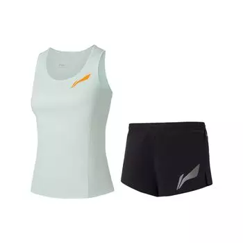 Li Ning Running Series светоотражающий быстросохнущий прохладный комплект для соревнований женская спортивная одежда мягкая на воде сине-черная AATR090-7 XXL