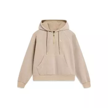 Li Ning с капюшоном и шнурком, однотонная модная толстовка с длинным рукавом, женская толстовка светло-коричневого цвета AWDT824-1 S