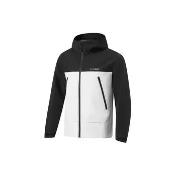 Li Ning с капюшоном прямого покроя удобная водонепроницаемая ветровка мужская верхняя одежда черный кремовый AFDU689-1 XXL