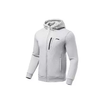 Li Ning с логотипом и принтом, однотонная флисовая толстовка с капюшоном, мужские топы, серый кирпич AWDRE57-3 S
