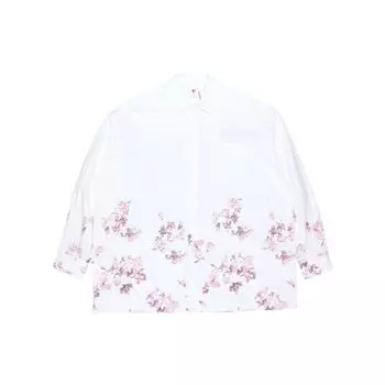 Li Ning Sakura Series All Over Print Свободная повседневная рубашка унисекс рубашки белого цвета ASHR090-2 L