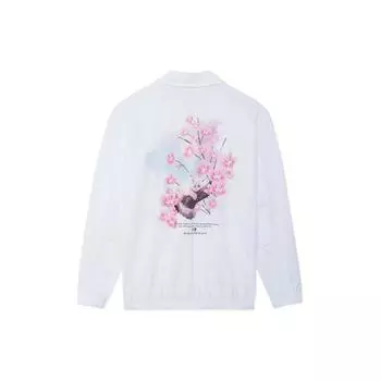 Li-Ning Sakura Series, свободная повседневная солнцезащитная куртка с ботаническим цветочным принтом, куртка унисекс, белая AFDS943-3 L