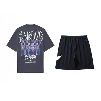 Li Ning Серия Anti-Five Принт с буквами Круглый вырез Простой Модный Удобный Универсальный Трендовый Повседневный Спортивный костюм Унисекс YHSV281-2+YKSV197-2 XL