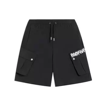 Li-Ning Серия Anti-Wu с принтом букв, свободные спортивные повседневные шорты, мужские брюки, черные AKSS603-2 S