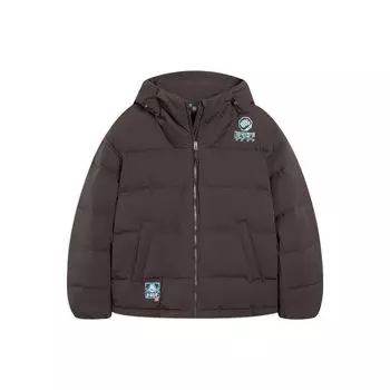 Li-Ning Серия Badfive Changan Youth Hanzi с логотипом и принтом, свободный короткий пуховик, мужские куртки коричневого цвета AYMS343-3 L