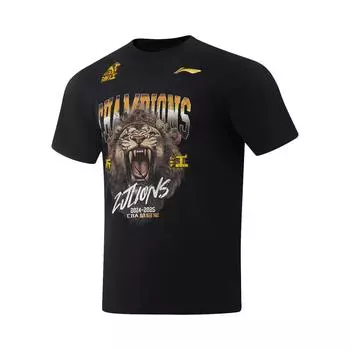 Li Ning Серия CBA Сезон 2024-2025 Чемпионат CBA Чжэцзян Гуанша Баскетбол Памятная футболка Мужские топы Черный AHSVF21-1 S