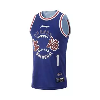 Li Ning Серия CBA Сезон 24-25 CBA Шанхай Цзюши Версия для фанатов Печатный номер Логотип Пуловер Круглый вырез Без рукавов Баскетбольная майка AAYU899-1 L