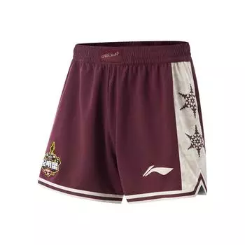 Li Ning Серия CBA Спортивные повседневные шорты для баскетбола с принтом, версия для фанатов, мужские шорты, красный AAPV147-1 M