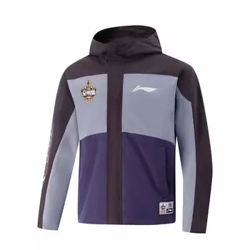 Li Ning Серия CBA Спортивный Повседневный Модный Свободный Худи с Принтом Ветровка Мужская Верхняя одежда Фиолетовый AFDVF57-2 M