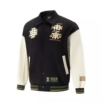 Li Ning Серия CBA Свободное Повседневное Поло Спортивная Однобортная Куртка Унисекс Куртка Черная AJDU389-1 L