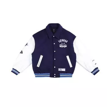 Li Ning Серия CBA Удобная Повседневная Простая Рубашка-поло Колорблок Винтажная Толстая Куртка Унисекс Куртка Темно-синий AJMU253-1 M