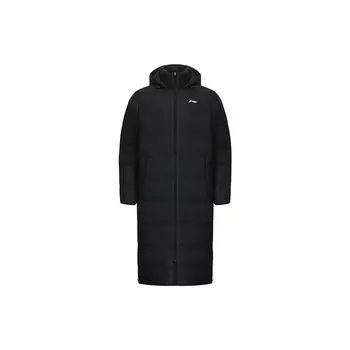 Li-Ning Серия Cold Weather с капюшоном, длинный пуховик, зимняя мужская верхняя одежда, черный цвет AYMP193-1 L
