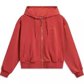 Li Ning Серия Ежедневное Процветание Удобная Повседневная Толстовка Свободного Кроя с Капюшоном и Застежкой-Молнией Женская толстовка Samba-Red AWDU036-6 S