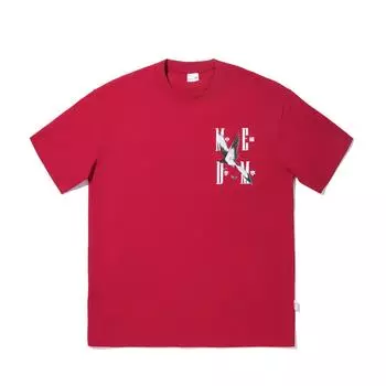 Li Ning Серия Ежедневное Процветание Удобная Свободная Универсальная Футболка с Коротким Рукавом Мужские Топы Самба-Красный AHSV607-3 S