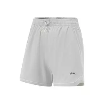 Li-Ning Серия Фитнес Буква Повседневные Минималистичные Цветной Блок Полосатые Спортивные Шорты Женские Шорты Светло-Серый AKSV122-4 XS