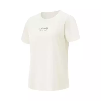 Li Ning Серия Фитнес Буквенный Круглый Вырез Ледяной Шелк Быстросохнущий Прохладный Удобный Дышащий Универсальный Футболка с Коротким Рукавом Женские Футболки ATSV506-1 S