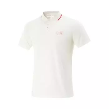 Li Ning Серия Фитнес Комбинированная Мягкая Удобная Дышащая Универсальная Футболка-поло с коротким рукавом Мужские топы Шампань-Белый APLV525-1 XL