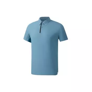 Li Ning Серия Фитнес Однотонная футболка-поло с принтом логотипа с коротким рукавом Мужские футболки-поло Индиго-синий APLS033-3 XL