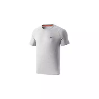 Li Ning Серия Фитнес Однотонная Футболка с Коротким Рукавом для Занятий Спортом Мужские Топы Светло-Цветочный-Серый ATST611-1 S