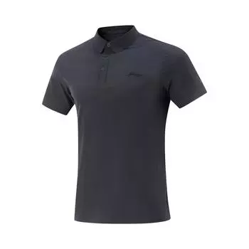 Li Ning Серия Фитнес Однотонная Мягкая Удобная Дышащая Универсальная Повседневная Футболка Поло с Коротким Рукавом Мужские топы Насыщенный Темно-Синий APLV283-1 M