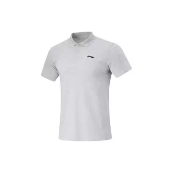 Li Ning Серия Фитнес Однотонная Прочная Футболка-поло с коротким рукавом Мужские топы Цветочный-Серый 1APLU117-4 4XL