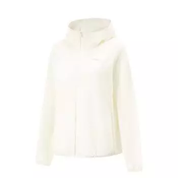 Li Ning Серия Фитнес Однотонная Толстовка на молнии с капюшоном Удобная Дышащая Универсальная Спортивная куртка Женские куртки Молочно-белый AFDV154-1 S