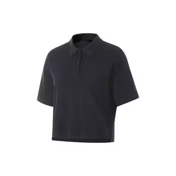 Li Ning Серия Фитнес Однотонная Удобная Дышащая Универсальная Свободная Футболка-поло с коротким рукавом Женские топы Черный APLU284-4 S