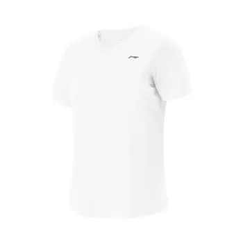 Li Ning Серия Фитнес Однотонная Удобная Простая Футболка с Коротким Рукавом и Круглым Вырезом Женские Топы Белый ATSV560-1 S