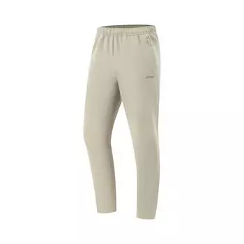 Li Ning Серия Фитнес Однотонные Дышащие Универсальные Спортивные Брюки Прямого Покроя со Средней Посадкой Мужские брюки Коричневый AYKV055-4 S