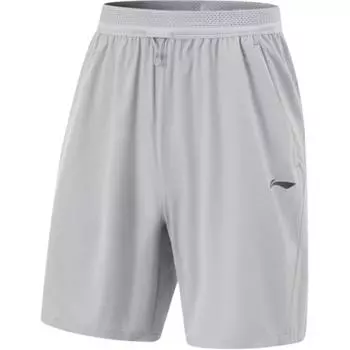 Li Ning Серия Фитнес Однотонные Простые Универсальные Удобные Спортивные Шорты Мужские шорты Геологический-Серый AKSV121-4 S