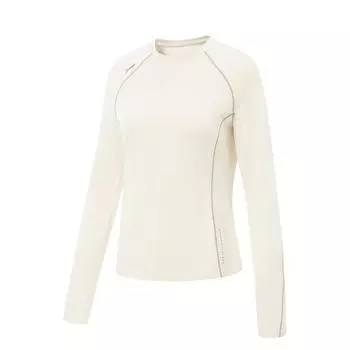 Li Ning Серия Фитнес Повседневная Футболка с круглым вырезом Спортивная Облегающая Универсальная Удобная Футболка с длинным рукавом Женская футболка Цвет Яичной скорлупы ATLV268-3 S