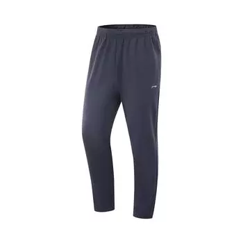Li Ning Серия Фитнес Повседневные Простые Однотонные Ледяной Шелк Быстросохнущие Прохладные Прямые Эластичные Трикотажные Спортивные Брюки Мужские брюки Темно-синий AKLV727-4