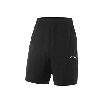 Li Ning Серия Фитнес Повседневные Простые Однотонные Эластичные Спортивные Шорты Мужские шорты Черный AKYV033-1 S