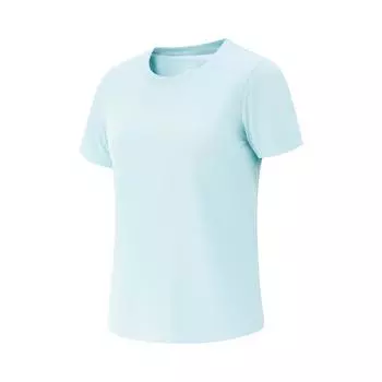 Li-Ning Серия Фитнес Простая однотонная футболка с круглым вырезом и короткими рукавами Женские топы Светло-ледяной-голубой ATSV510-4 S