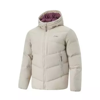 Li Ning Серия Фитнес Простая однотонная пуховая куртка с капюшоном Мужская верхняя одежда Белая AYMU077-7 L