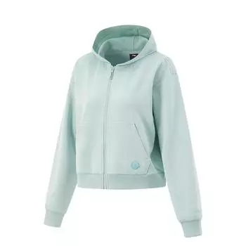 Li-Ning Серия Фитнес Простая однотонная толстовка с капюшоном на молнии Женская толстовка Синяя AWDU932-1 M