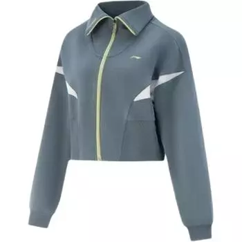 Li-Ning Серия Фитнес Спорт Досуг Простой Цветной Блок Кардиган на Молнии Толстовка Женская толстовка Штормовой-Серый AWDV460-3 S