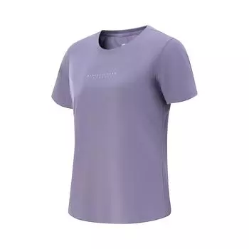 Li-Ning Серия Фитнес Спортивный Повседневный Простой Однотонный Пуловер с Круглым Вырезом Футболка с Коротким Рукавом Женские Футболки Темно-Серо-Фиолетовый ATSV510-8 S