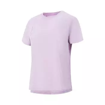 Li Ning Серия Fitness Однотонная футболка с круглым вырезом Удобная Дышащая Универсальная Футболка с коротким рукавом Женские футболки Сумеречно-пурпурный ATSV136-3 S