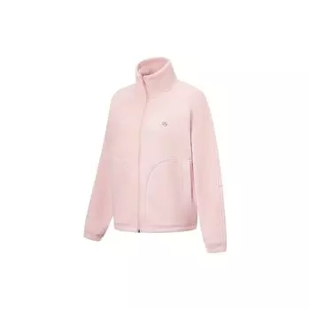 Li-Ning Серия Fitness однотонный свободный флисовый теплый кардиган ветровка трикотажная флисовая куртка женская верхняя одежда светло-розовый AWDTB26-6 2XL