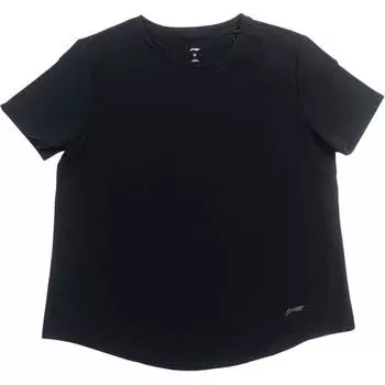 Li Ning Серия Fitness Свободная Спортивная Повседневная Простая Однотонная Футболка с Круглым Вырезом и Коротким Рукавом Женские Футболки Черный ATSU890-1 S