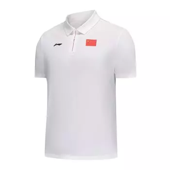 Li Ning Серия Glory Простой Логотип Бренда Удобная Повседневная Универсальная Футболка-поло с Коротким Рукавом Унисекс Футболки-поло Стандартный-Белый APLUA97-2 M
