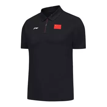 Li Ning Серия Glory Удобная Повседневная Простая Универсальная Дышащая Толстовка с Коротким Рукавом Рубашка Поло Унисекс Рубашка Поло Темно-синий APLUA97-1 M