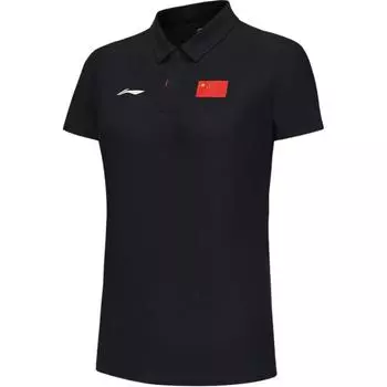 Li-Ning Серия Honor Удобная Повседневная Простая Футболка-поло с коротким рукавом Женские топы Темно-темно-синий APLV438-1 S
