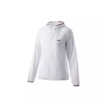Li Ning Серия Комплексной Тренировки Толстовка с Капюшоном с Длинным Рукавом Приталенного Кроя Легкая Спортивная Куртка Женская Куртка Белая AFDR126-1 XL