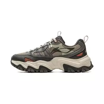 Li Ning Серия Mountain Уличные Универсальные Ретро Толстая подошва Модный тренд Амортизация Нескользящие Износостойкие Поддержка Низкий верх Кроссовки для папы AGCV375-3 39
