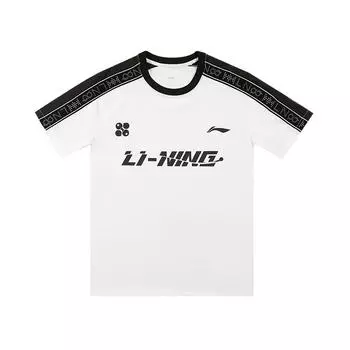 Li Ning Серия Настольный теннис Футболка с коротким рукавом Летняя с круглым вырезом Американский винтаж Свободная Повседневная Быстросохнущая Спортивная футболка Унисекс Топы AYSV013 S