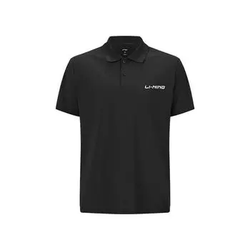 Li Ning Серия Настольный теннис Принт Повседневный Универсальный Удобный Футболка-поло с коротким рукавом Унисекс Футболки-поло Черный APLV545-1 M